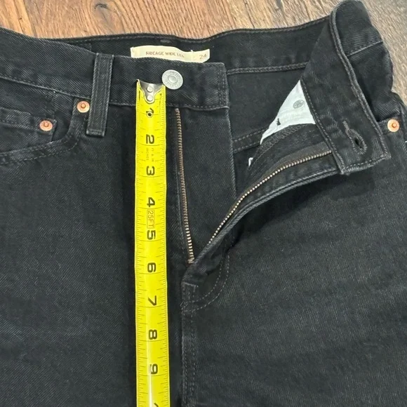 LEVI’S RIBCAGE WIDE LEG WOMEN'S JEANS BLACK 24W GREAT CONDITION - Picture 15 of 16